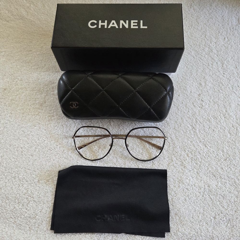 SOLD CHANEL CH2189J 395 Black & Silver Metal Eyeglasses 54mm 54-19-135